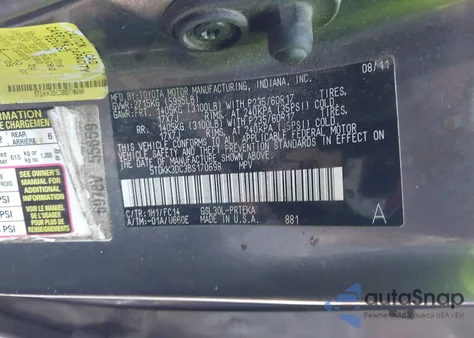 2011 Toyota Sienna Le V6 z USA, uszkodzony, nr VIN 5TDKK3DC3BS170698